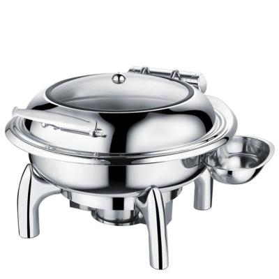 China Sustainable& Round S/S Modern Beetle Chafing Dish Electric Food Warmer With Window Glass Top Buffet Restaurant for sale