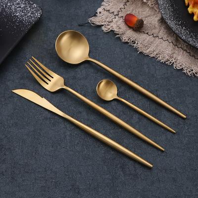 China Sustainable Gold Table Spoon And Fork Set Cutlery Stainless Steel Factory Promotion Gift Set for sale