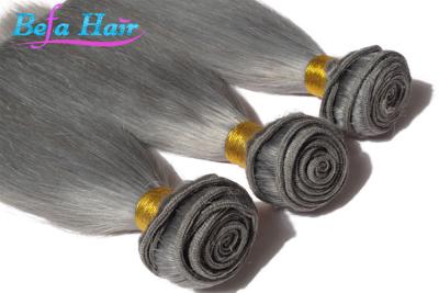 China Dyed Color European Human Hair Extensions Grey Human Hair Weaving for sale