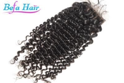 China Fechamento malaio do cabelo humano do Virgin da onda profunda com cabelo do bebê com cutícula completa à venda