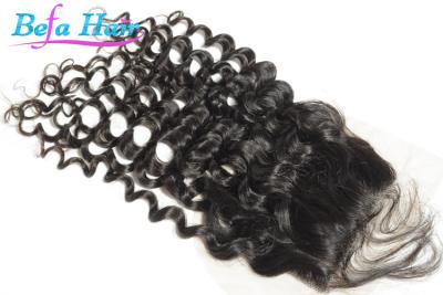 China Black Women 100% Virgin Deep Wave Human Hair Lace Closure With No Tangle for sale