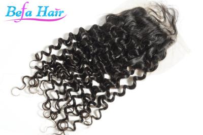 China Unprocessed Malsyain Deep Curl Human Hair Closure Grade 7A Virgin Hair for sale