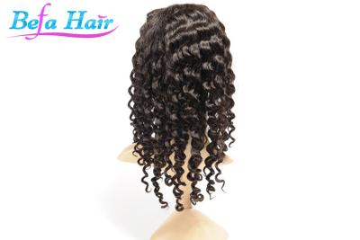 China Unprocessed Deep Curl Bleached Knots Human Hair Full Lace Wigs 1# 1B# 2# 4# color for sale