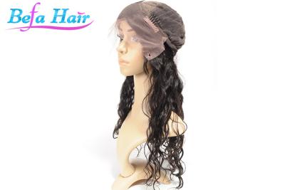 China Nature Wave Black Peruvian Brazilian Lace Front Wigs With Bangs for sale