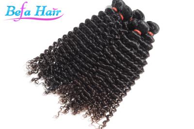 China Pelo profundo negro natural sano de la Virgen del grado 7A del rizo extensiones del pelo de 14 pulgadas en venta