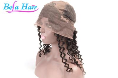 China Deep Curl Natural Black / Blonde Human Hair Lace Front Wigs With Small Cap for sale