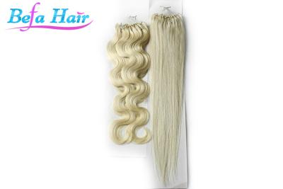 China Light Blonde / White Micro Ring Hair Weave Malaysian Straight Hair Extensions 34 Inch for sale