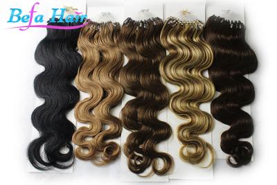 China Dark Brown / Natural Red Keratin Micro Ring Human Hair Extensions Malaysian Virgin Hair for sale