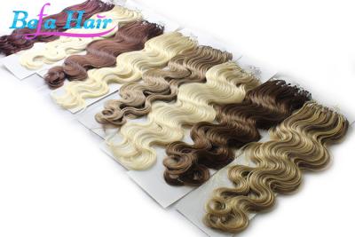 China White Blonde / Bright Red / Yellow Micro Loop Ring Hair Extensions Body Wave for sale