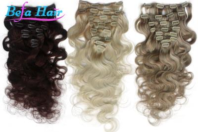 China Highlighted White / Grey 1b# Clip In Hair Extension Unprocessed Virgin Human Hair for sale