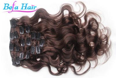 China Brazilian 7A Unprocessed Straight Clip In Hair Extension Burgundy / Copper for sale