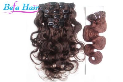 China Professional Dark Red Clip In Hair Extension 25 Inch / 26 Inch Without Chemical for sale