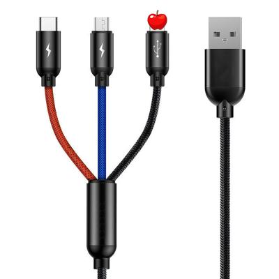 China ICEBINGO 3A Fast Charging USB Cable 3in1 Fast Charging Type USB 3.0 Micro Data C IP Charging Cables For Mobile Phone for sale