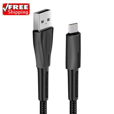 China Free Shipping ICEBINGO 1M Fast Charging Type Zinc Alloy Type C Micro USB C 8 Pin LED Breathing Super Fast Charging 2.4A USB Data Cable for sale