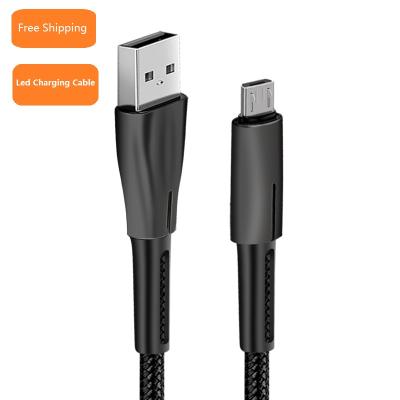 China ICEBINGO Strong Durable Free Shipping Nylon Braided Micro USB LED Breathable Fast Charging 2.4A USB Data Cable For Huawei For Oppo for sale