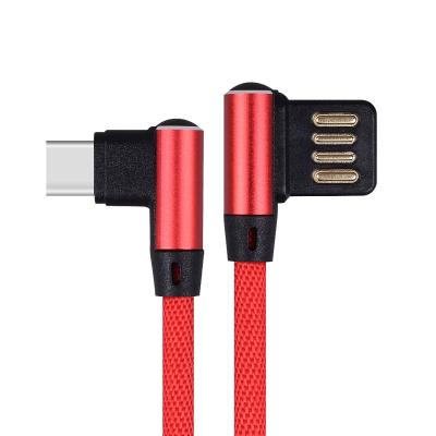 China Type-C Right Angle Nylon Braided Micro 8 Pin Usb MP3/MP4 Player Double Mini 90 Degree Cable for sale