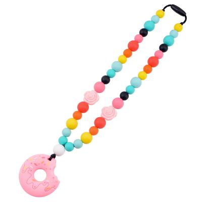 China Toy Wholesale Soft Baby Toys Silicone Teether Baby Teething Necklace Sensory Chew Necklace for sale