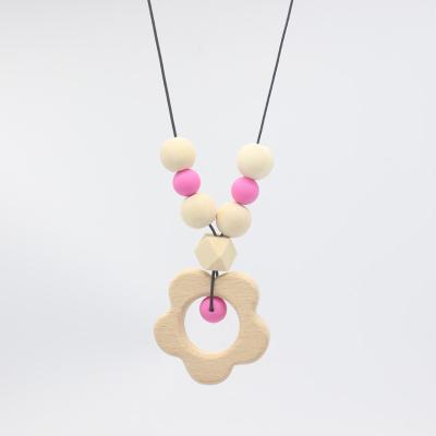 China Soft Toy New Baby Product Necklace Baby Silicone Beads Chewable Chewable Pendant Necklace for sale