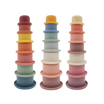 China Eductional Preschool Toys NEW Wholesale Toy Building Soft Baby Stacking Cups Baby Stacking Toy Cup Silicone Stacking Toy Kids for sale