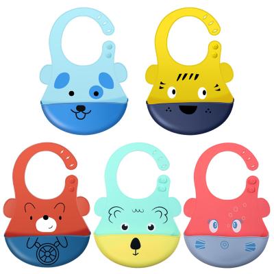 China BPA Free Printing Bpa Free Soft Feeding Custom Kids Silicona Waterproof Bib Silicone Baby Bib Set for sale