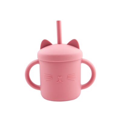 China BPA Free Non-Puddle Toddler Sublimation Kids Baby Silicone Collapsible Snacks Snack Cup With Straw for sale