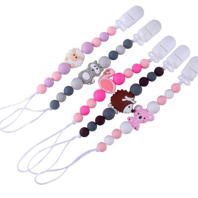 China BPA Free Wholesale Pacifier Clips Holder Chain Silicone Crown Koala Baby Teether Teething Chain for sale