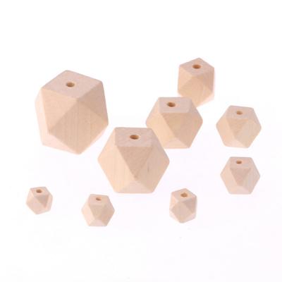 China DIY necklace//bracelets/bracelets/wooden pendant 20mm teething necklace geometric cube hexagon beads for sale