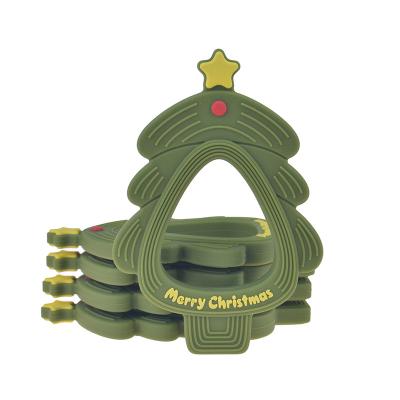 China Eco - Friendly Wholesale Silicone Teething Chewing Silicone Pendant Christmas Trees Baby Teether for sale