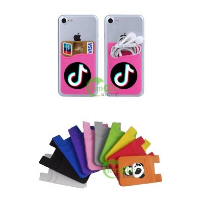 China Custom Silicone Smart Phone Wallet With Self Adhesive Backing for sale