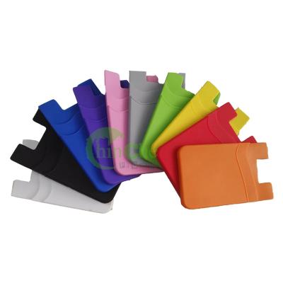 China Custom Min 100pcs Silicone Phone Wallet Card Holder With Fingerprint Logo for sale