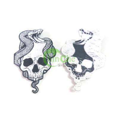 China min 100pcs 3D skull embroidery patch woven with iron backing for garment and hat for sale