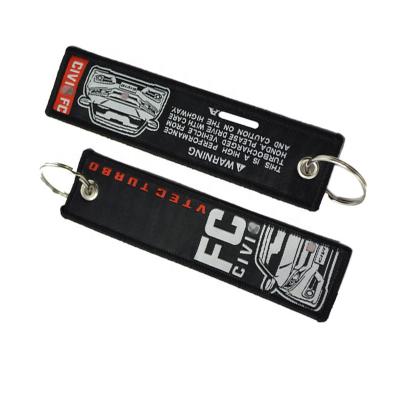 China Promotion Custom Woven Key Tag For Motorcycle Club for sale