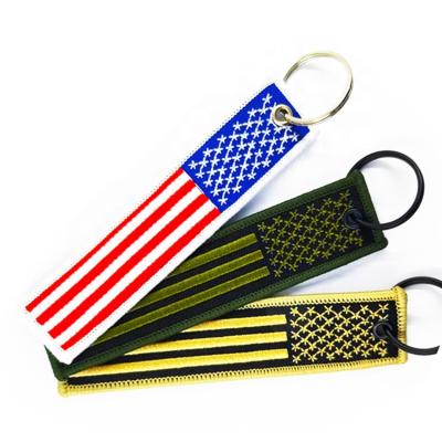 China Promotion Wholesale Embroidery Key Chain With American Flag Design for sale