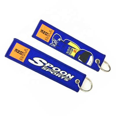 China Promotion Motorcycle Fabric Woven Key Tag With Two Sides Custom Logo Imprint for sale