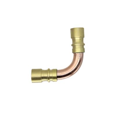 China HVACR Air Conditioner System Connection Brass Fittings , 90 Degree Long Brass Elbow for sale