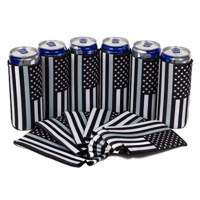 China Amazon Waterproof Hot Custom 16oz Beer Can Sleeve American Flag Cooler Neoprene Can Coozies for sale