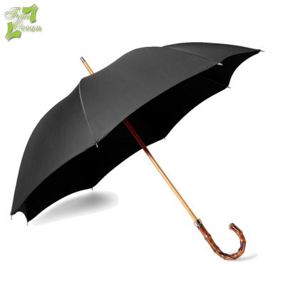 China 2016 hot selling wooden shaft umbrella 2018 hot sale wooden shaft bamboo handle umbrella for sale