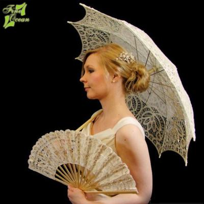 China Wedding Professional High Quality Fashion Trend Beach Lace Wedding Portable Umbrellas for sale