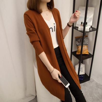 China Wholesale New Korean Style Mid Length Cardigan Sweater Anti-wrinkle Customization Loose Casual Women's Autumn Coat for sale