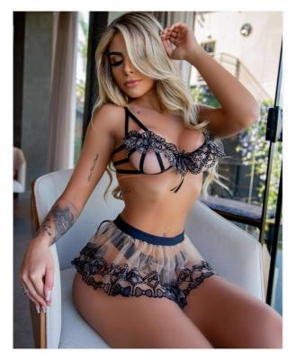 China 2021 New Arrivals Breathable OCEAN THIN Cavity Lace Dessous Girls Sexy Smart Girls And Panties Set Women's Underwear Bra Lingerie for sale