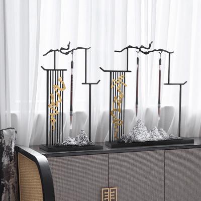 China New Contemporary Chinese Accessories Living Room Entrance Ornaments Desktop Iron Pen Holder Office Decoration for sale