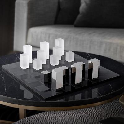 China Contemporary Modern Simple Frosted White Living Room Accessories Crystal Chessboard Decorations Home Decor for sale