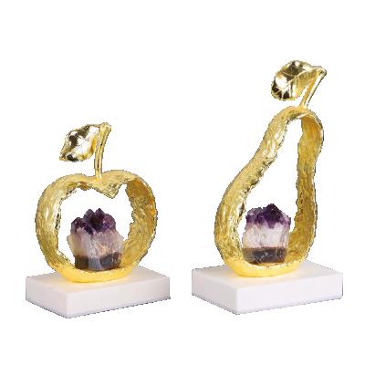 China Fake Apple Contemporary Luxury Zinc Alloy Modern Home Decor Accessories Abstract Pear Decoration for sale