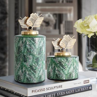 China American Pastoral American Pastoral Ceramic Vase Storage Pot Furnishings Room Soft Set Style Vase Green Color Decoration Flower Vase Pattern for sale