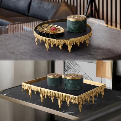 China Modern Viable Tray Decoration Vintage Copper Storage Plate Home Living Room Coffee Table Dining Table Storage Tray for sale