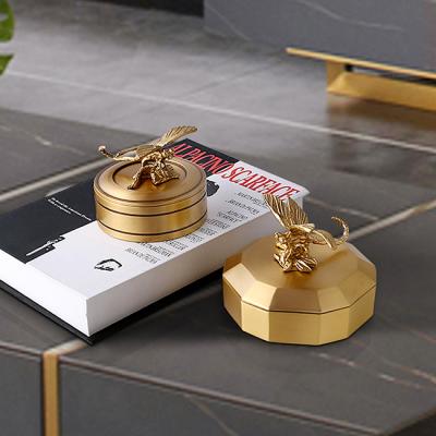 China American Simple Brass Dressing Table Home Furnishings Bedroom American Simple Brass Dressing Table Storage Box Dragonfly Storage Box Small Stocked Decoration for sale