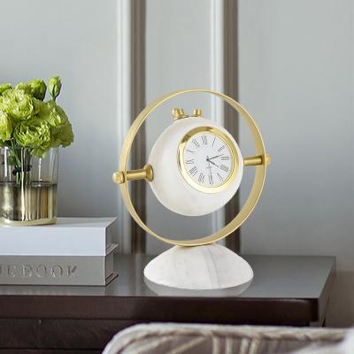 China Mini Cute Marble Decorative Desk Style Cheap Home Style Antique Simple Modern Antique Bedroom Handmade Clock for sale