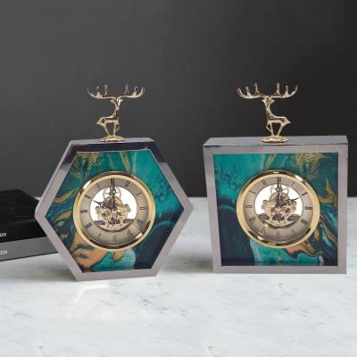 China Contemporary European Creative High End Home Metal Table Design Standing Clocks For Living Room for sale