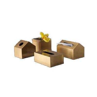 China Contemporary Creative Modern Simple Unique Design Small Bedroom Storage Tissue Paper Box Desktop Metal Metal for sale