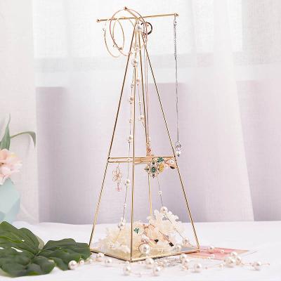 China Simple Modern Desktop Decorations Stand Earring Necklace Display Movement Iron Law Jewelry Storage Rack for sale